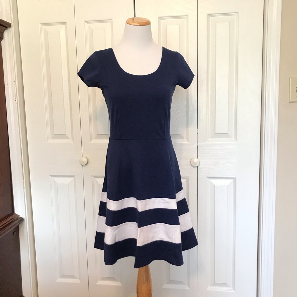 Adorable Navy and White Fit and Flare Dress from Charlotte Russe